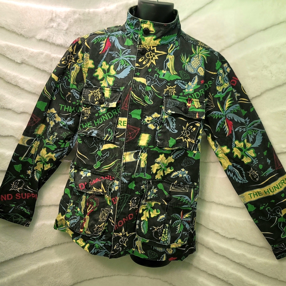 Sold! Diamond Supply x The Hundreds Adam Bomb Camo Denim Print Field Jacket